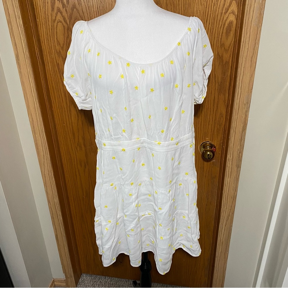 White Dress with Yellow Floral Embroidery